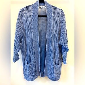 Cloud Chaser- Blue- Oversized Open Knit Cardigan Sweater - Size Med
